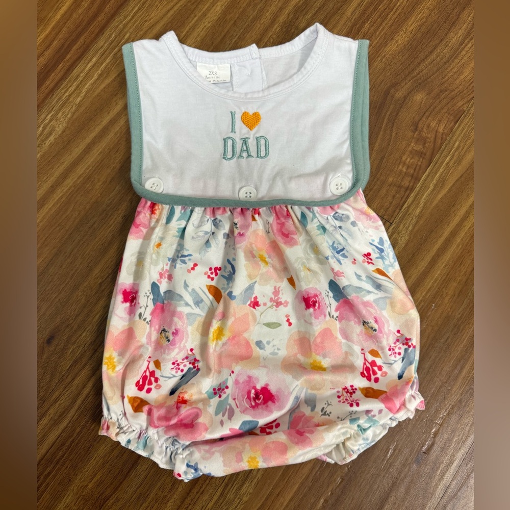 Boutique- Floral Baby Romper - Pink and White